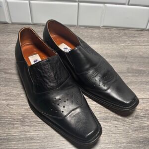 Lord Jim Black Leather Square Toe Loafers Mens Dress Shoes Size‎ 8